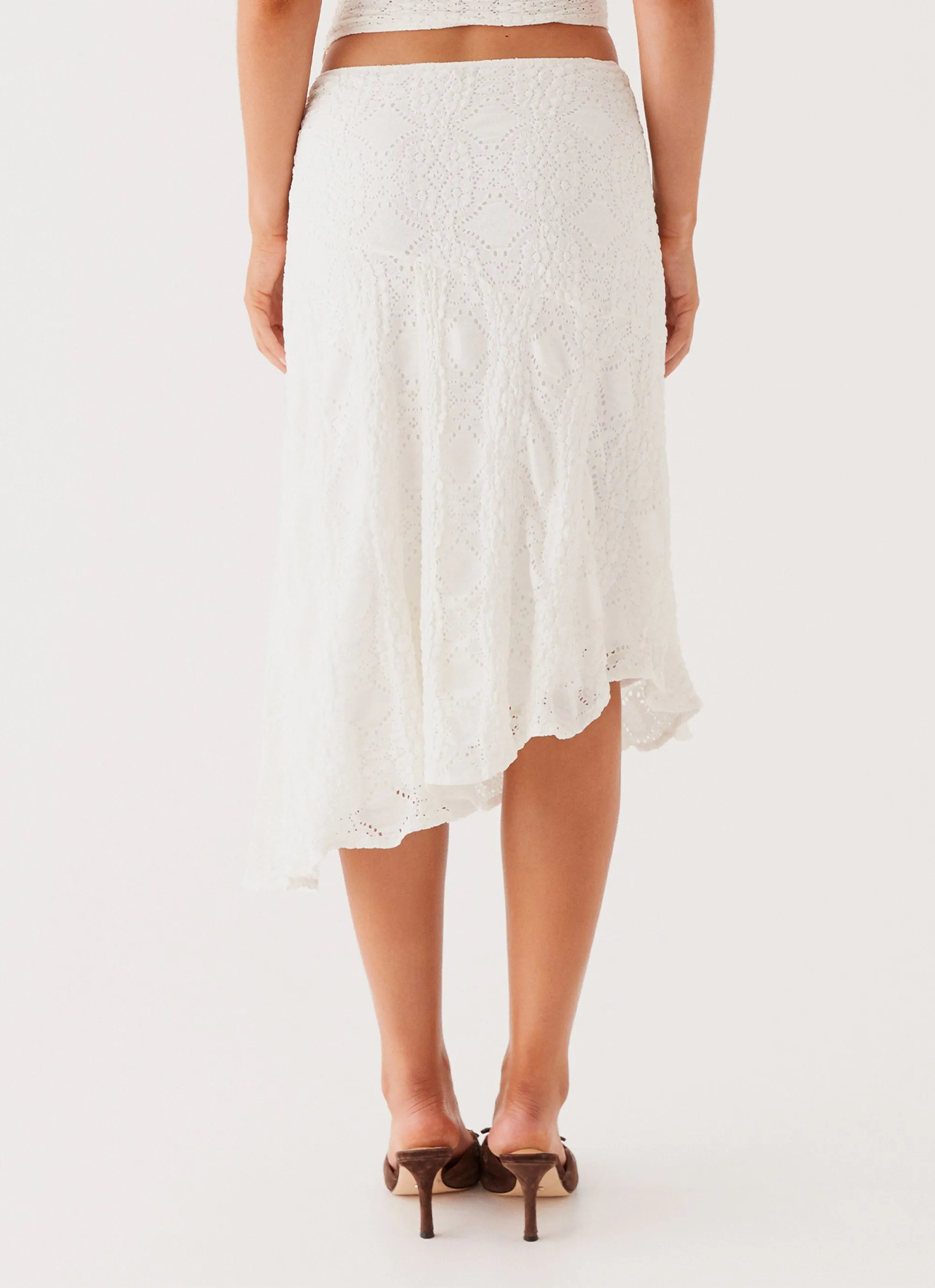 Diamond Sky Midi Skirt - White