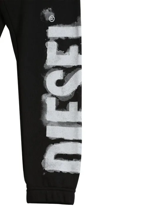 Diesel Kids   Rubberized logo cotton sweatpants 