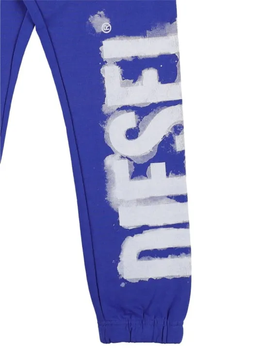 Diesel Kids   Rubberized logo cotton sweatpants 