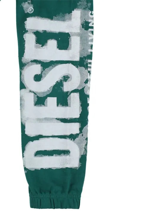 Diesel Kids   Rubberized logo cotton sweatpants 