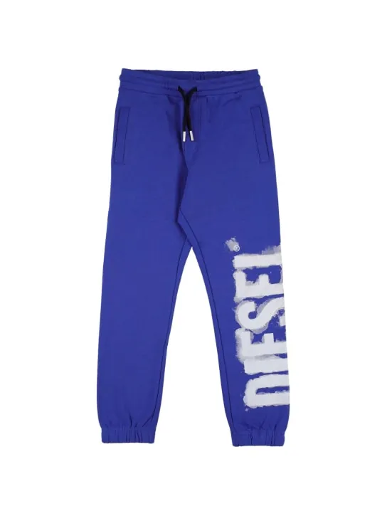 Diesel Kids   Rubberized logo cotton sweatpants 