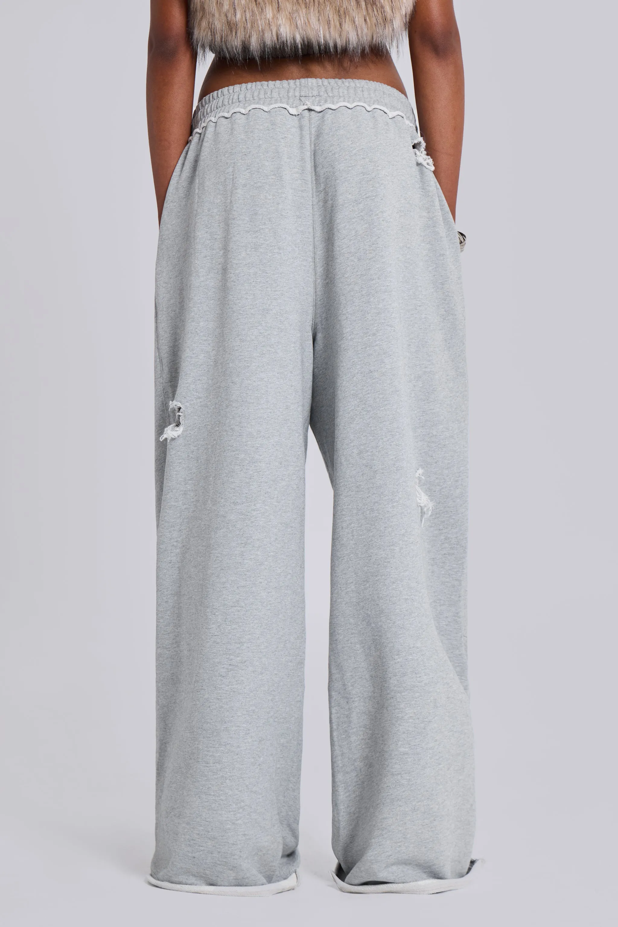 Distressed Grey Marl Baggy Monster Joggers