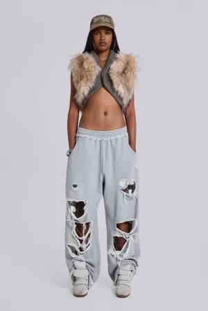 Distressed Grey Marl Baggy Monster Joggers