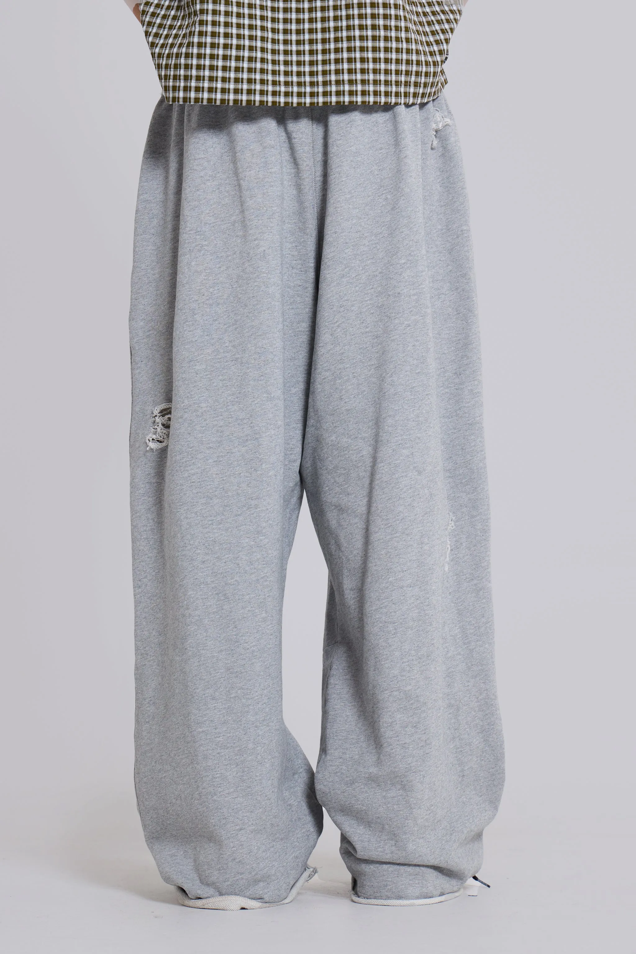 Distressed Grey Marl Loopback Monster Joggers