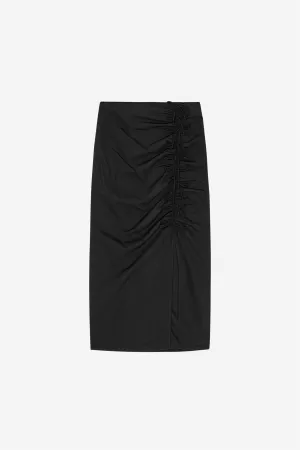 Drapey Melange Midi Skirt Black