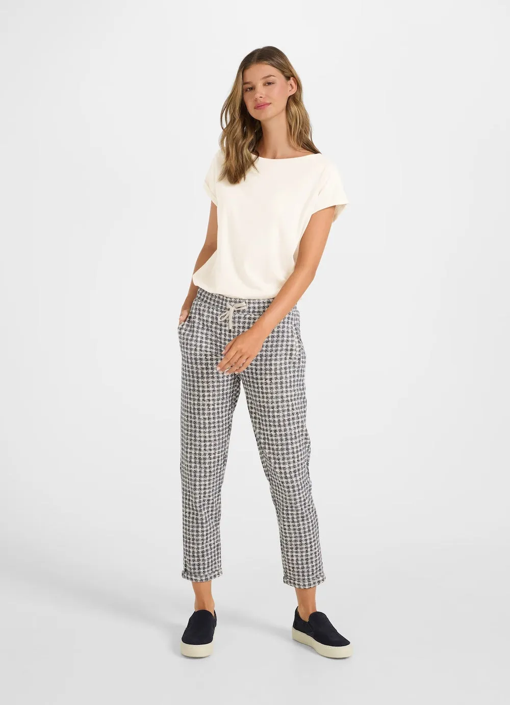 Eggshell Margie Check Sweatpants