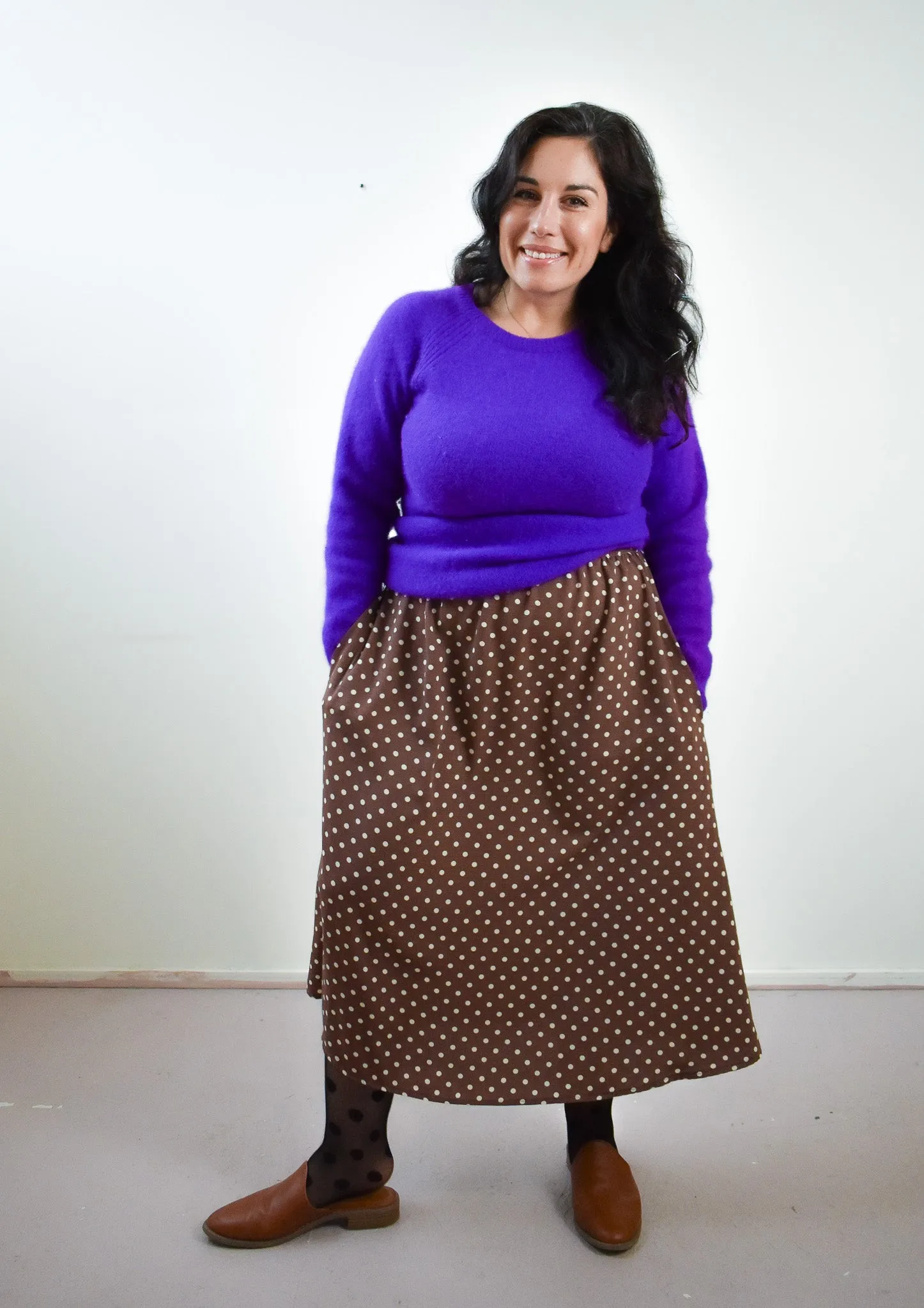 Eva Midi Skirt in Brown Dot *LAST ONE!!!*