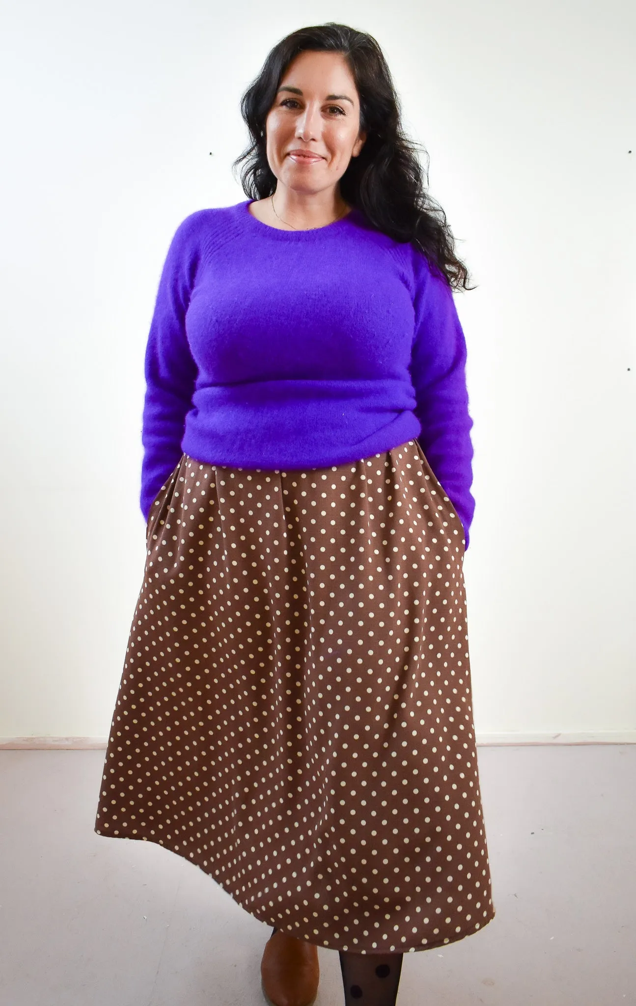 Eva Midi Skirt in Brown Dot *LAST ONE!!!*