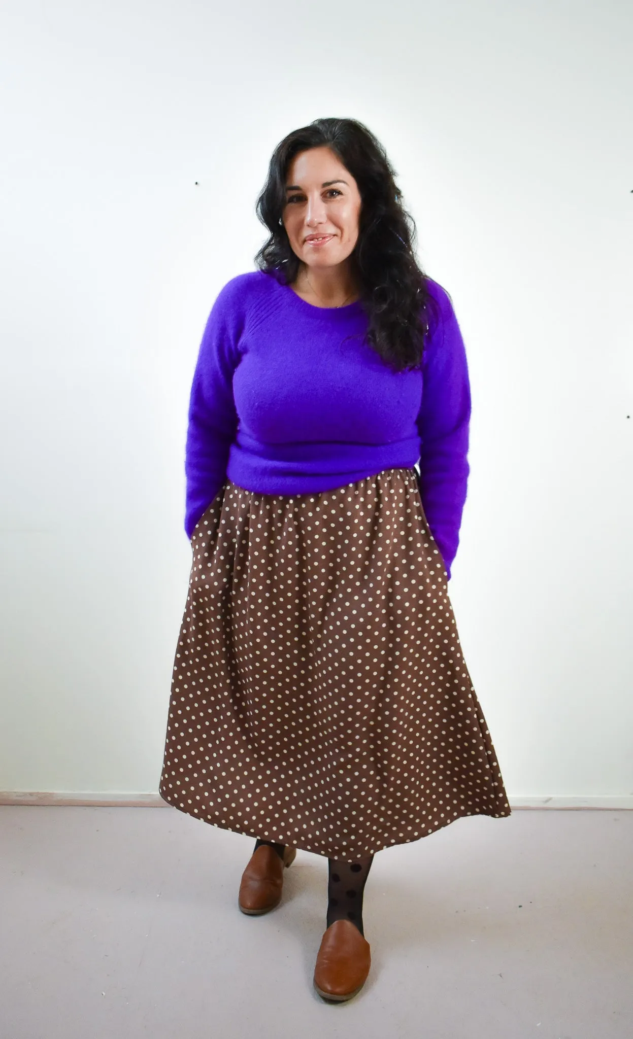 Eva Midi Skirt in Brown Dot *LAST ONE!!!*