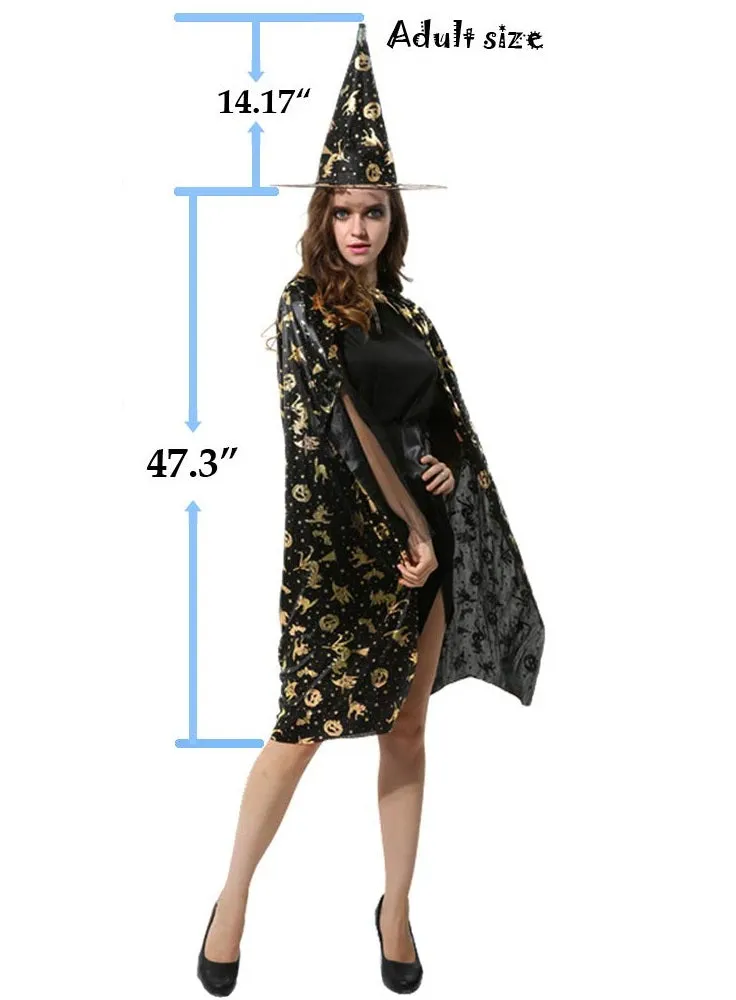 Fancydresswale Halloween Cloak Cape Unisex Adult Role Play Dress up Costume- Black