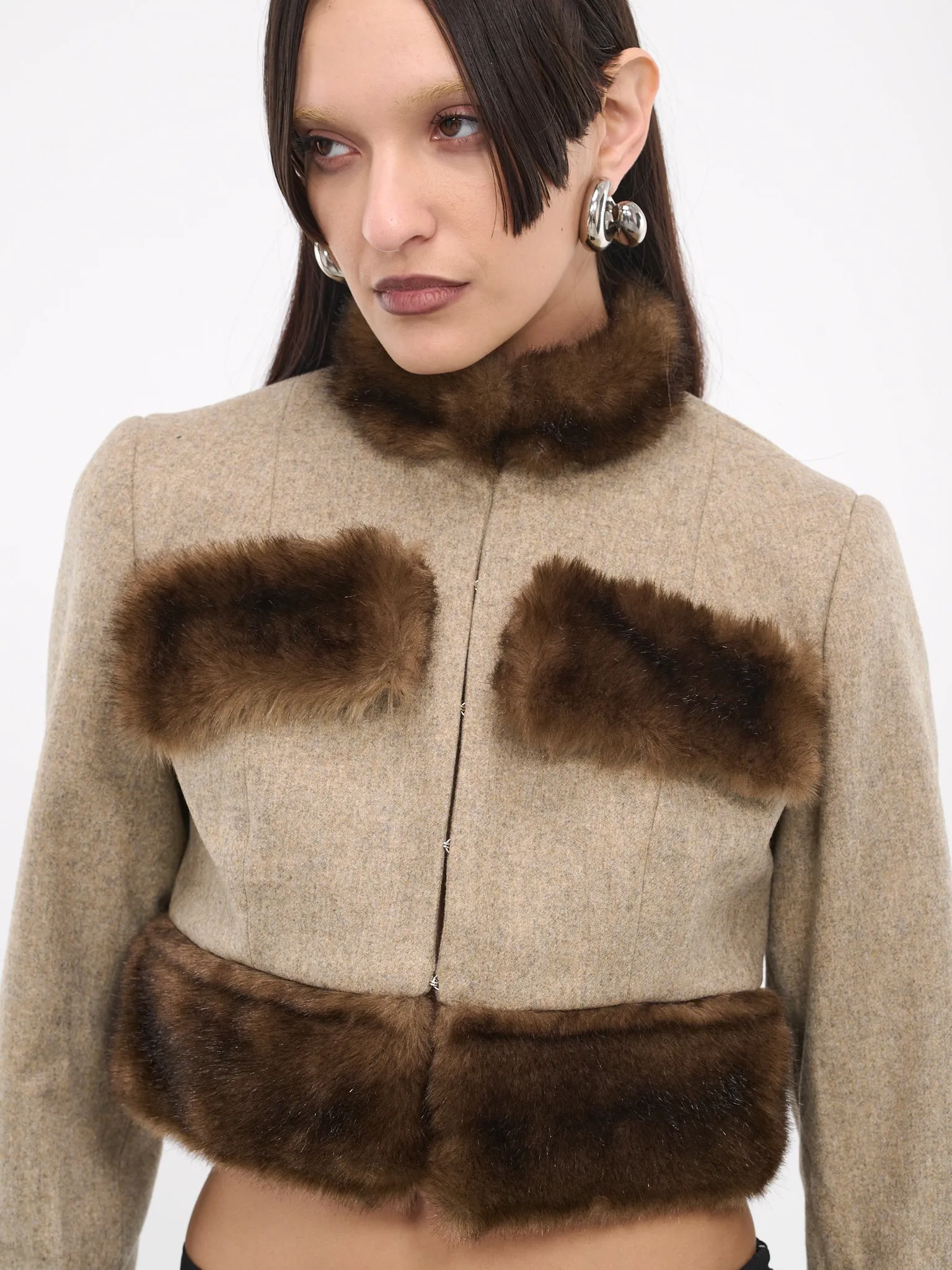 Faux Fur Jacket (BFJ01-DARK-BEIGE-BROWN)