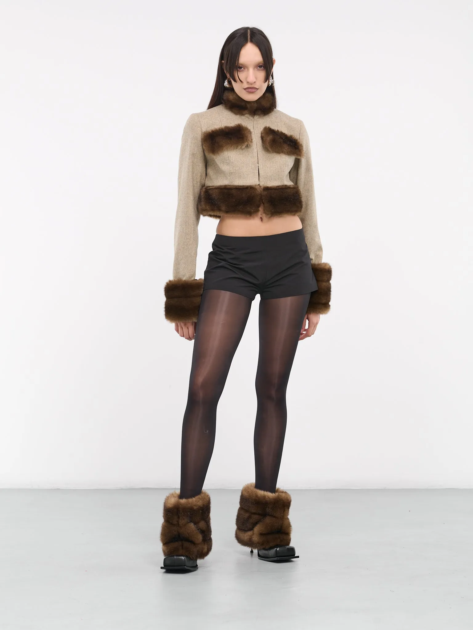 Faux Fur Jacket (BFJ01-DARK-BEIGE-BROWN)