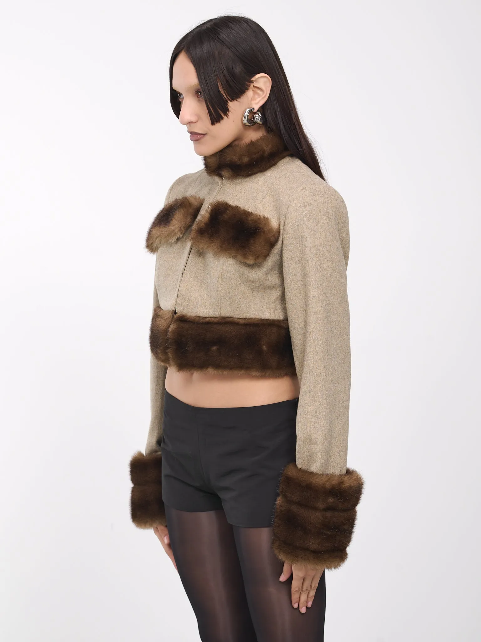 Faux Fur Jacket (BFJ01-DARK-BEIGE-BROWN)