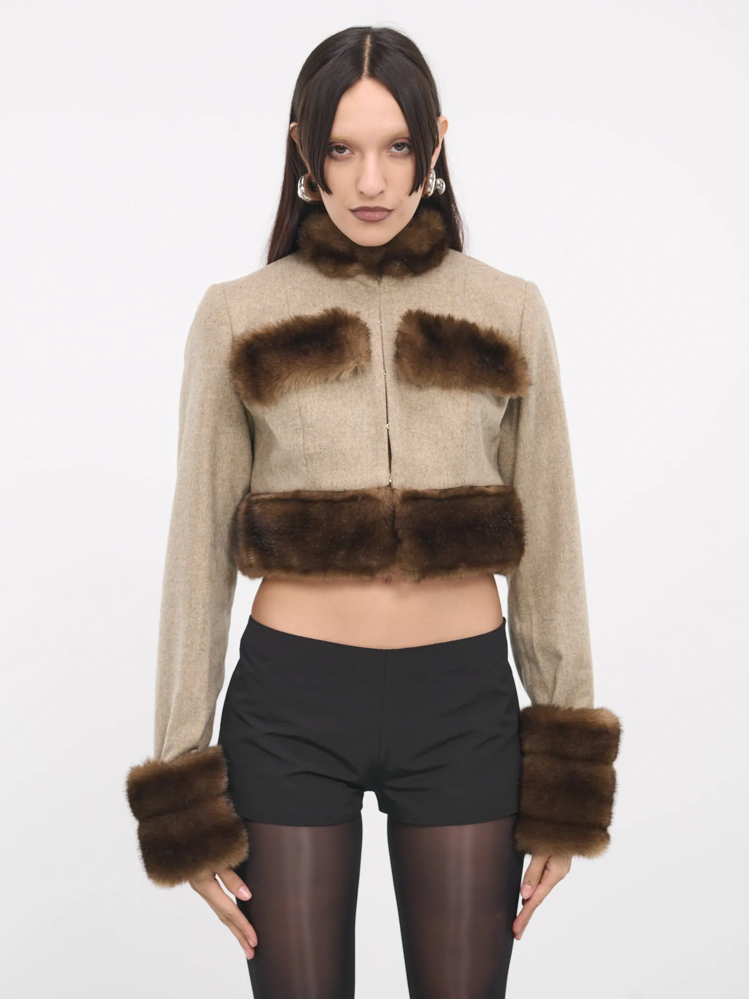 Faux Fur Jacket (BFJ01-DARK-BEIGE-BROWN)