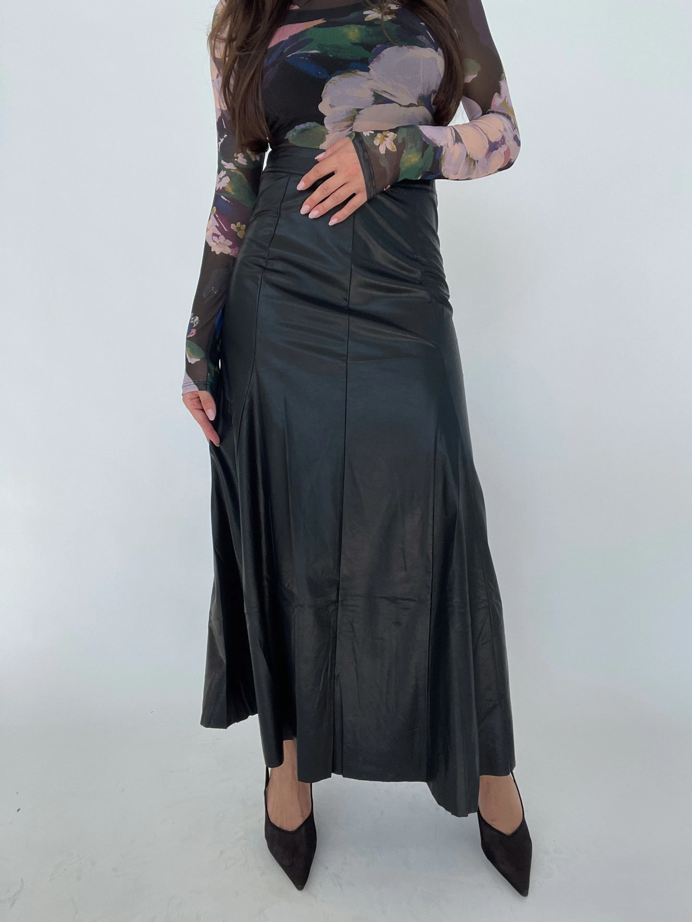 Faux Leather Maxi Skirt