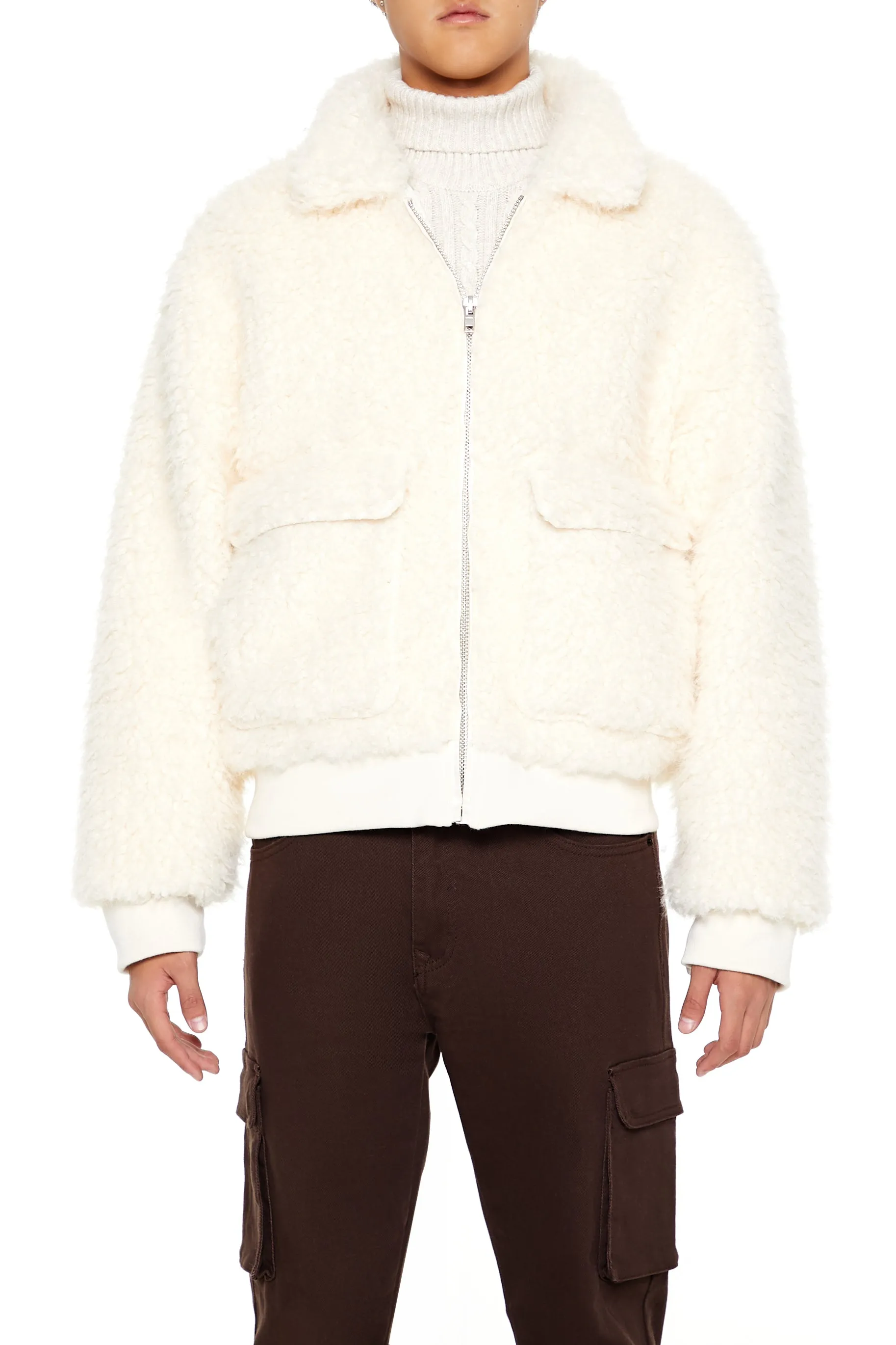 Faux Shearling Zip-Up Jacket