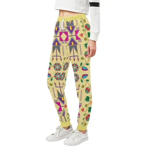 Geometric Floral Fall-Vanilla Women's Sweatpants