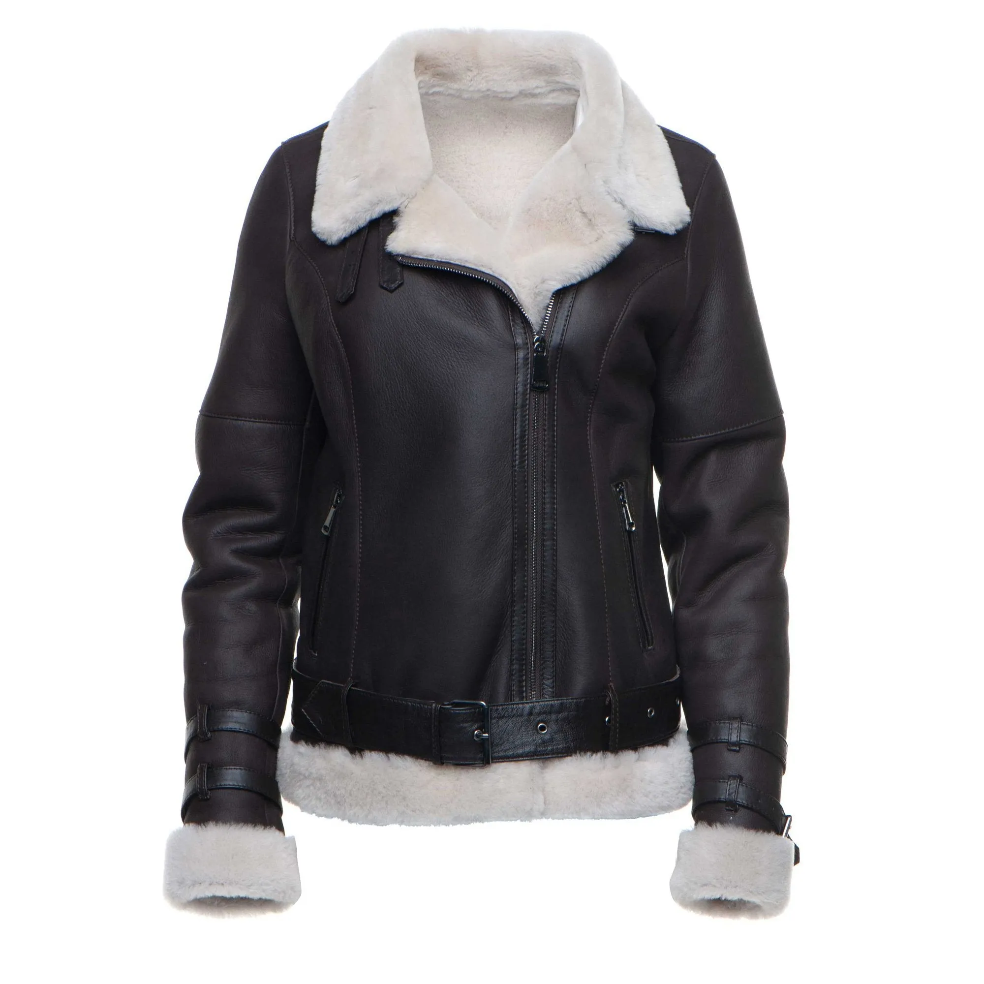 Jayne's Sheepskin Brown Biker Shearling Jacket