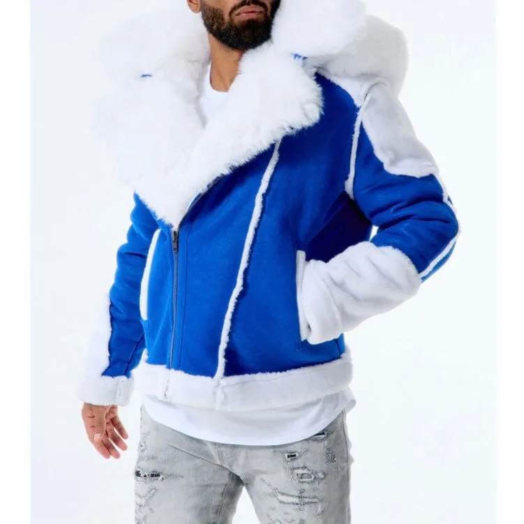 Jordan Craig El Jefe Shearling Moto Jacket (Military Blue) 91590