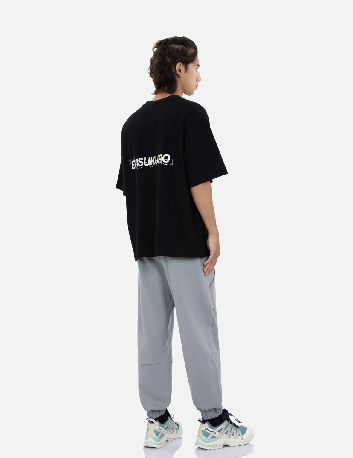 Kamon and Logo Print Wide Leg Sweatpants