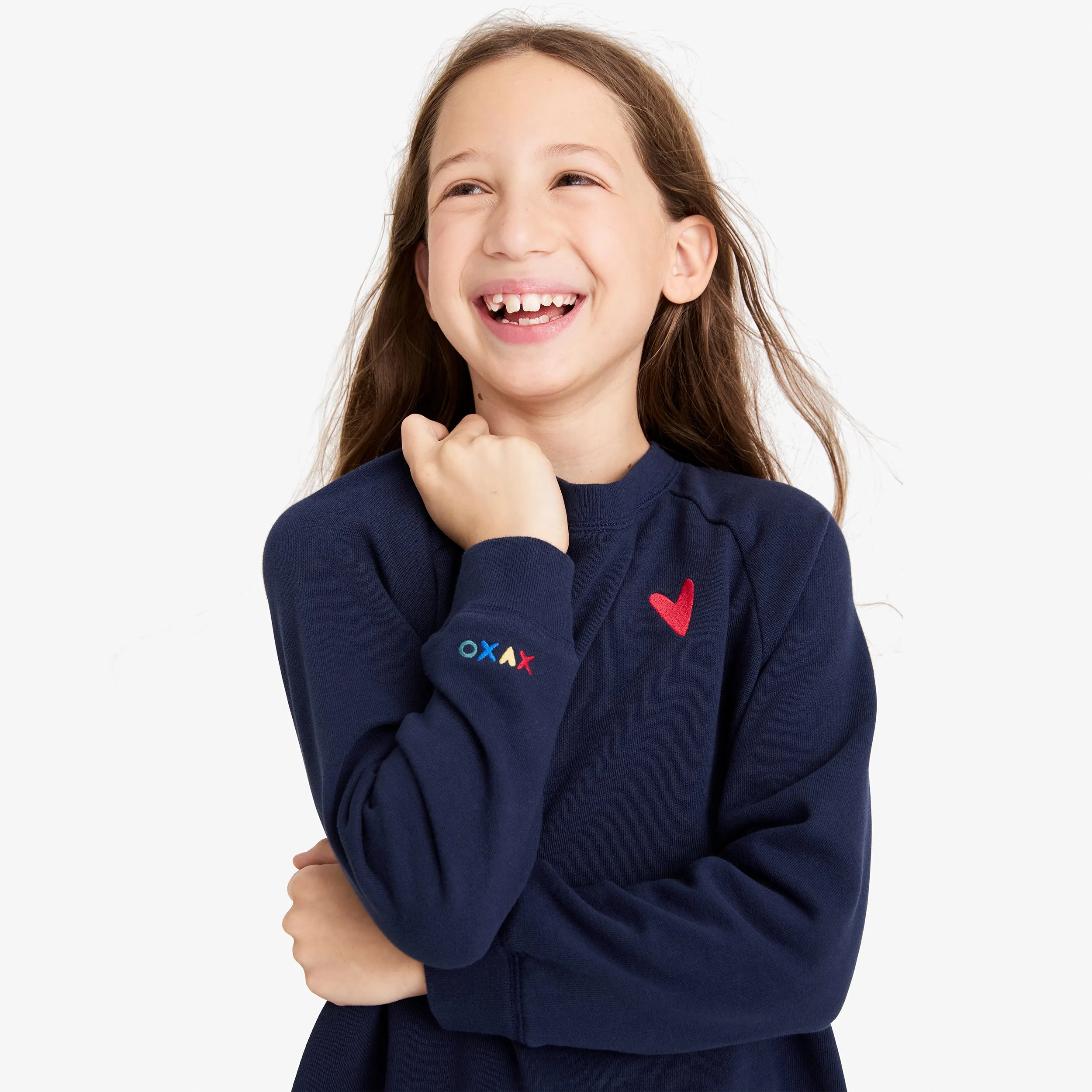 Kids embroidered heart sweatshirt