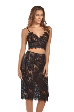 Kiera Bralette Skirt Set - Black