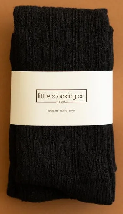 Little Stocking Co Cable Knit Tights - Black