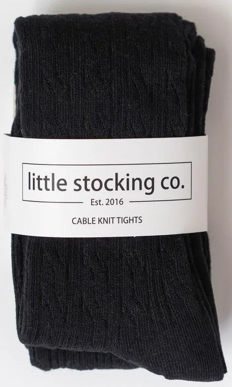 Little Stocking Co Cable Knit Tights - Black