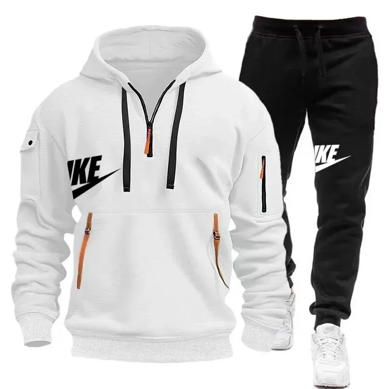 Men's Casual Jogger Sportswear Set – Multi-Pocket Hoodie & Sweatpants