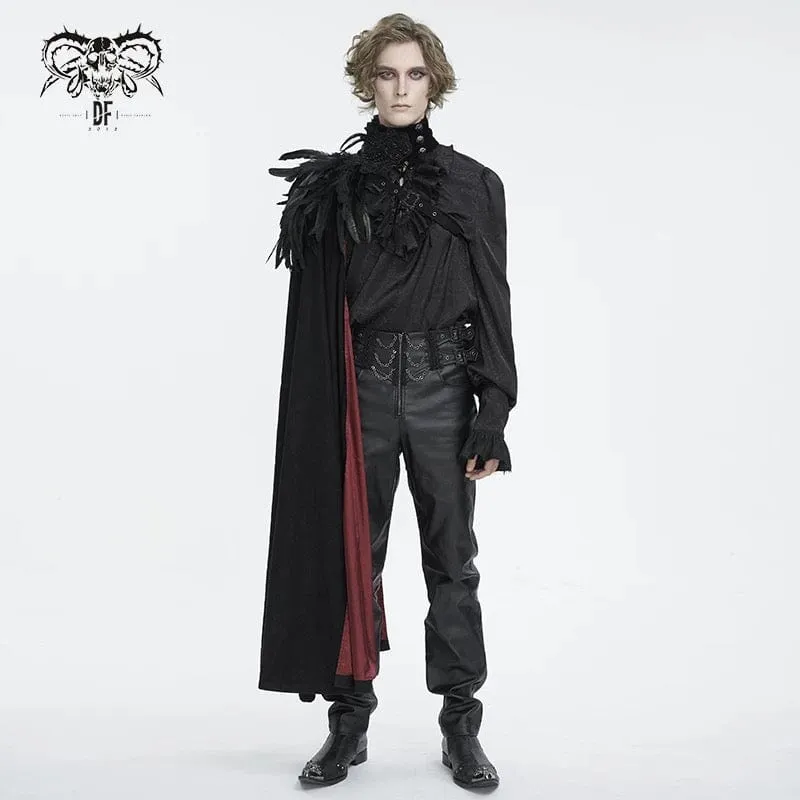 Men's Gothic Stand Collar Feather Cape