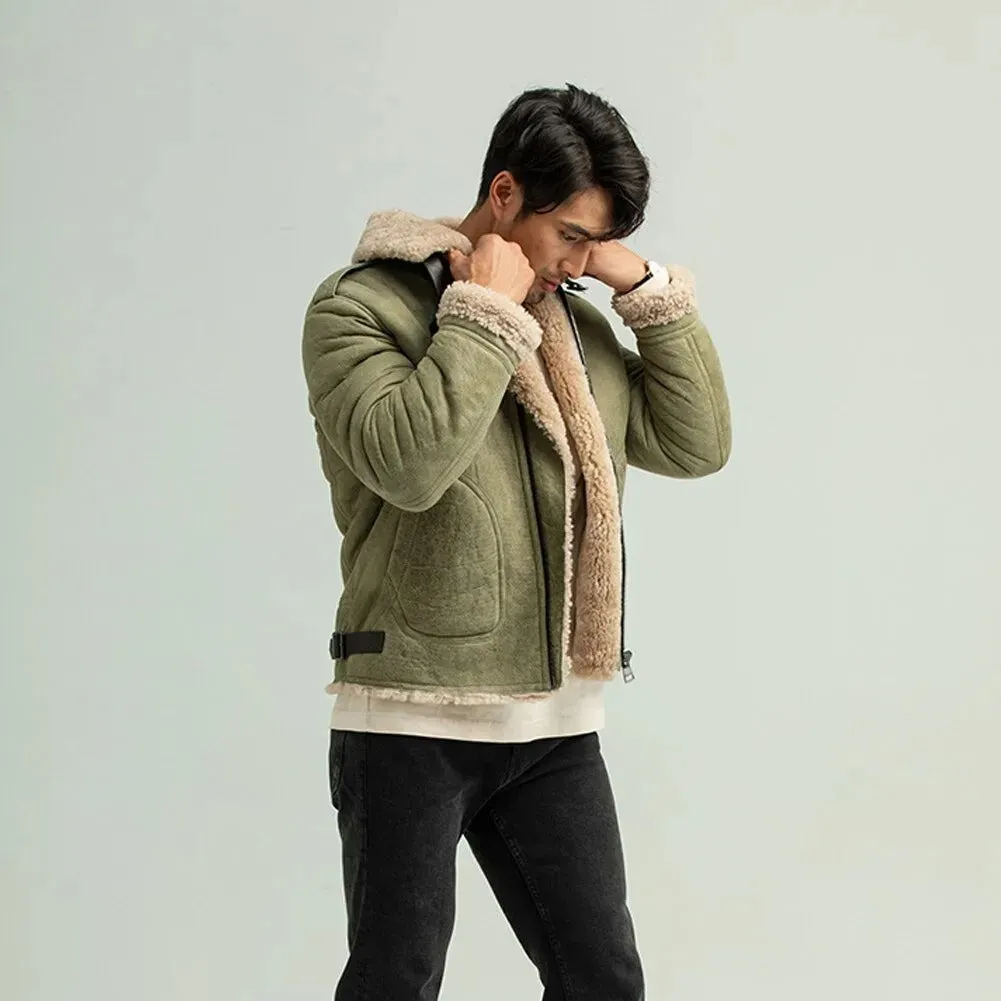 Men's Green Shearling B3 Pilot Jacket - Casual Coat