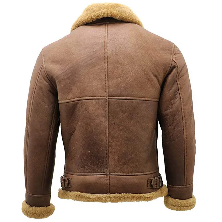 Men's WWII Aviator Brown Shearling Bomber Jacket