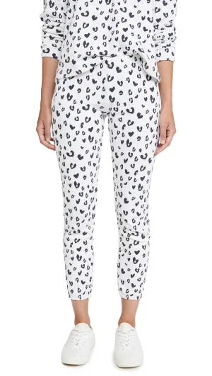 MONROW Heart Leopard Elastic Waist Sweats Natural