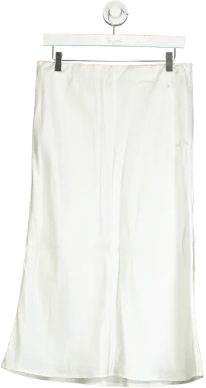 Opera Sport White Satin Midi Skirt UK 10