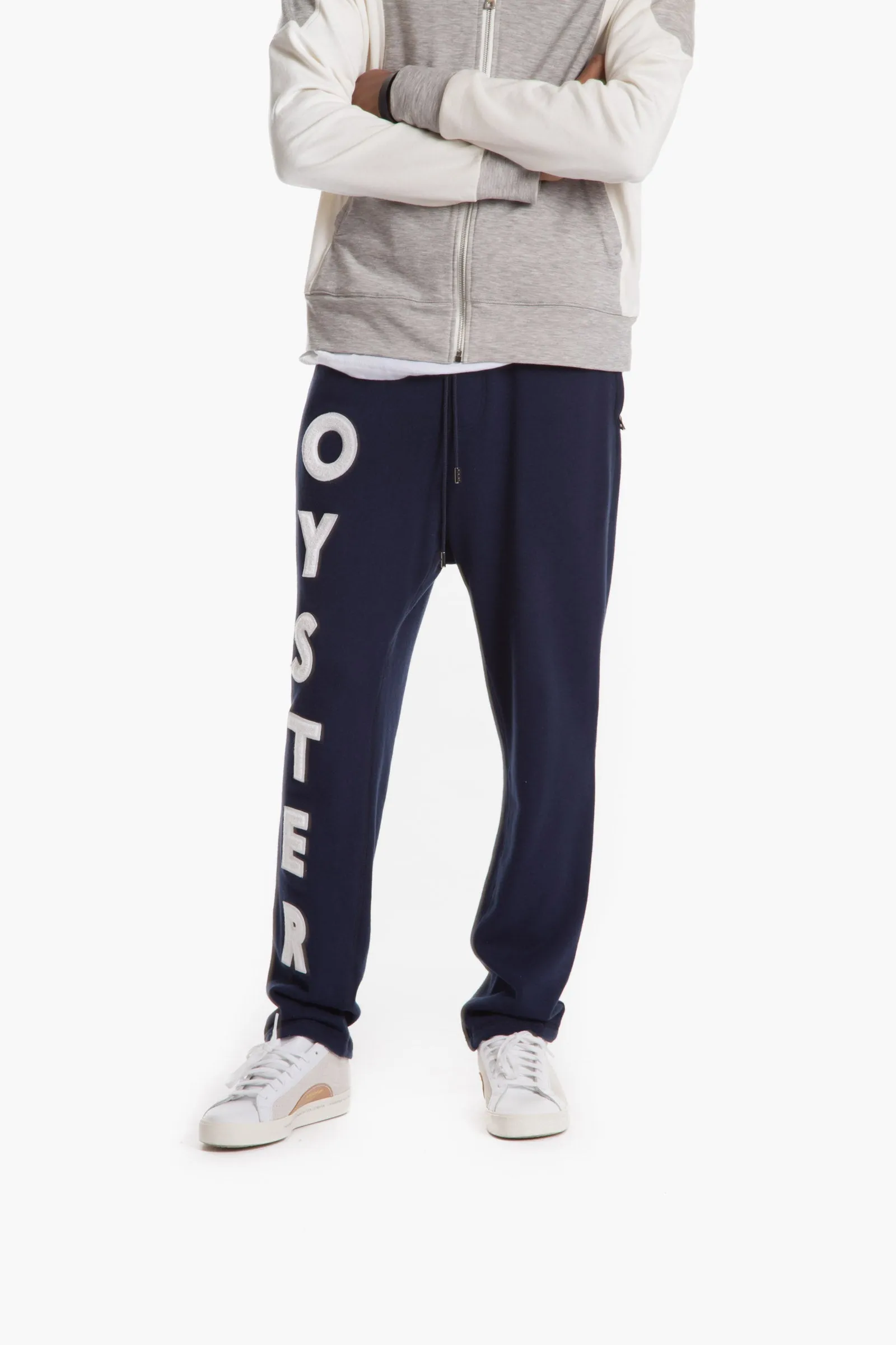 Oyster logo chenille sweatpants (Navy)