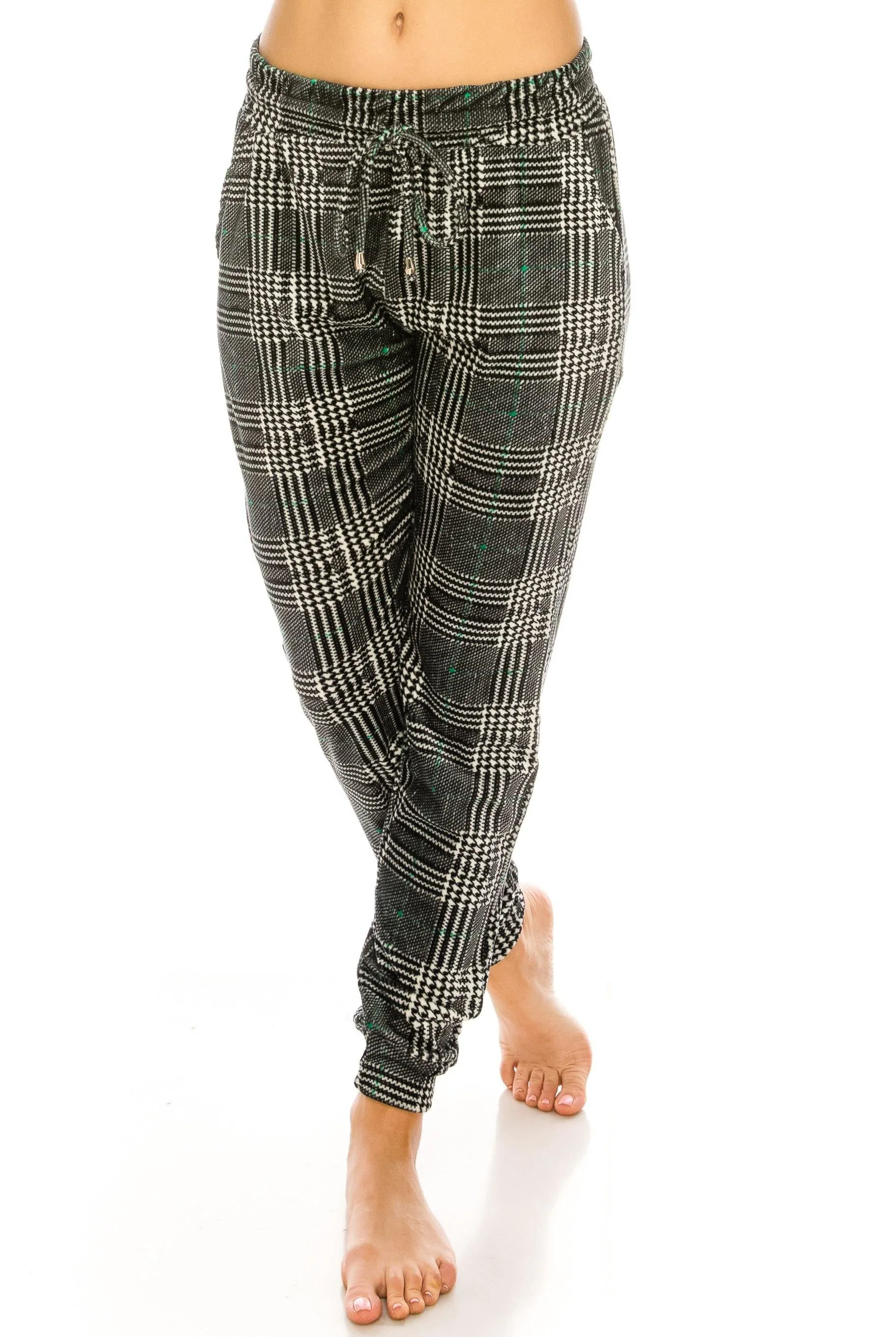 Print Design Velvet Jogger Pants - Warm Winter Sweatpant Joggers