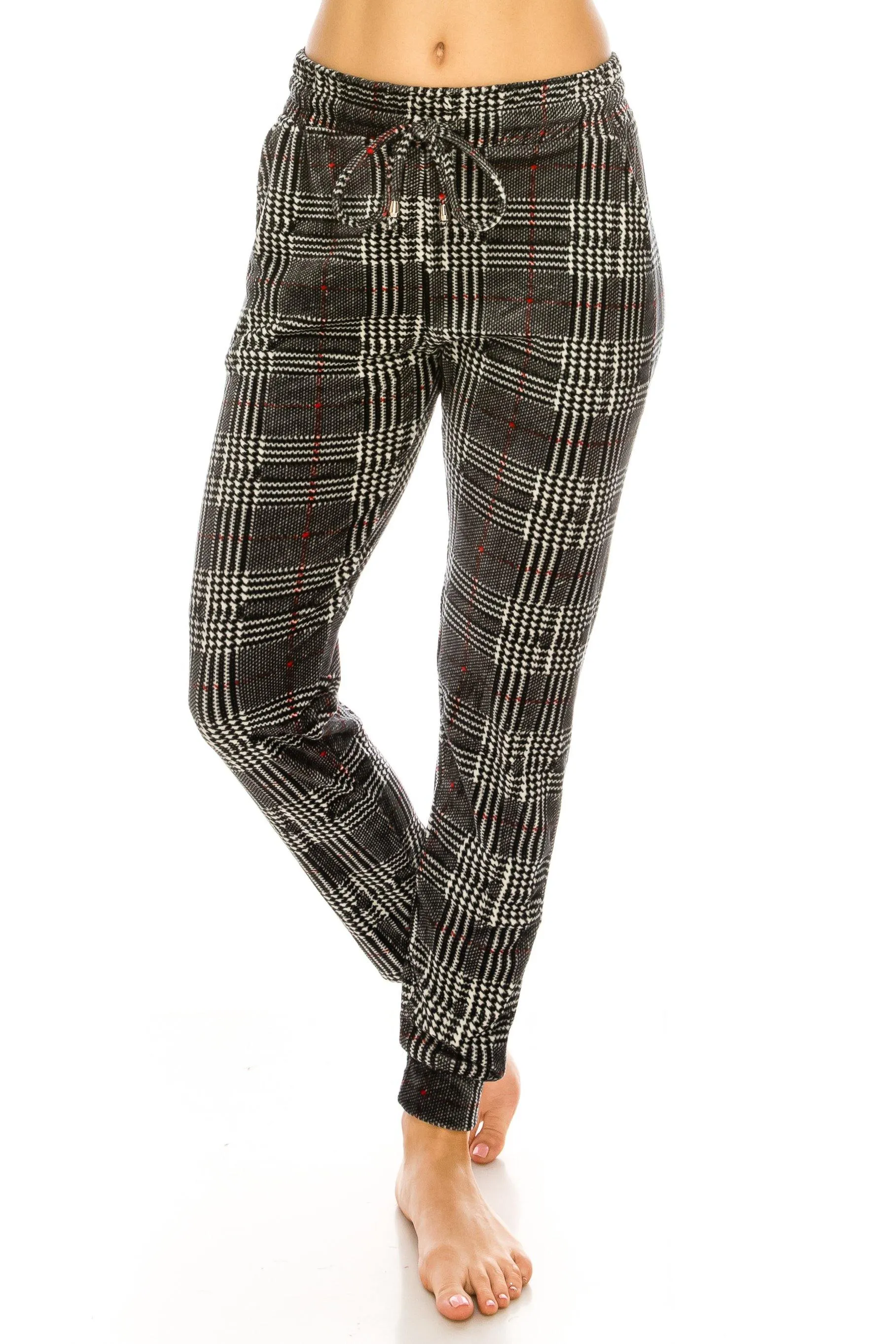 Print Design Velvet Jogger Pants - Warm Winter Sweatpant Joggers