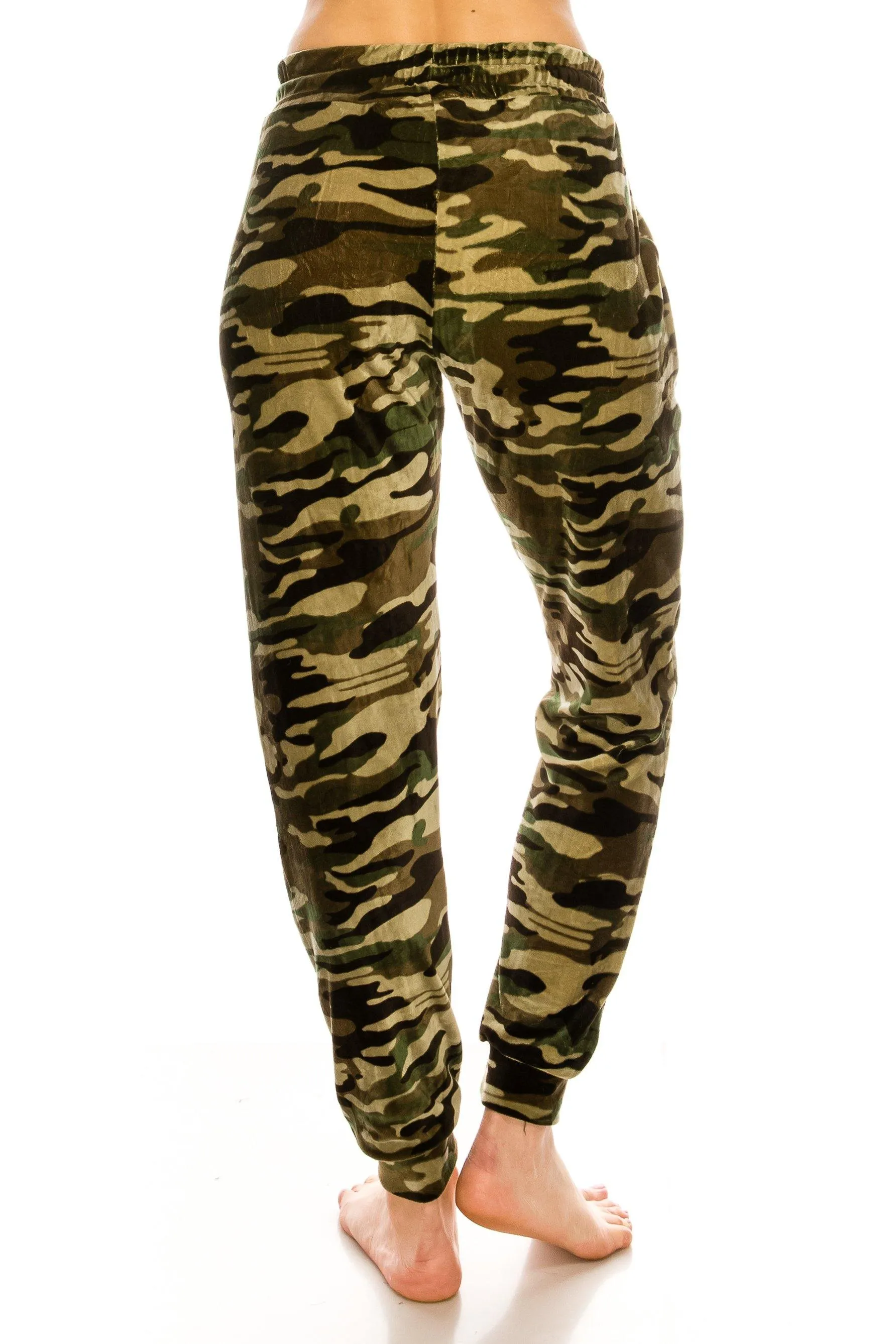 Print Design Velvet Jogger Pants - Warm Winter Sweatpant Joggers