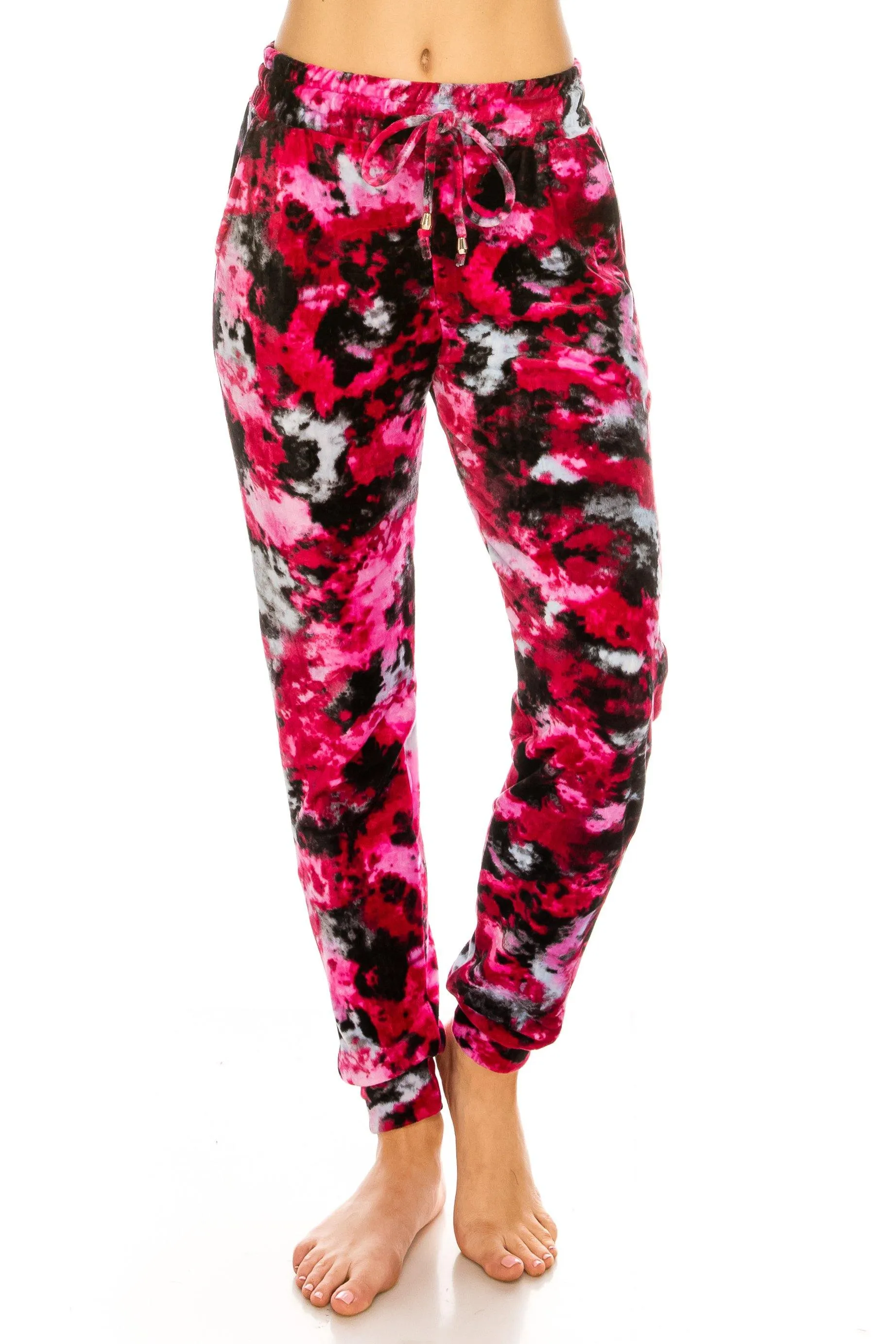 Print Design Velvet Jogger Pants - Warm Winter Sweatpant Joggers