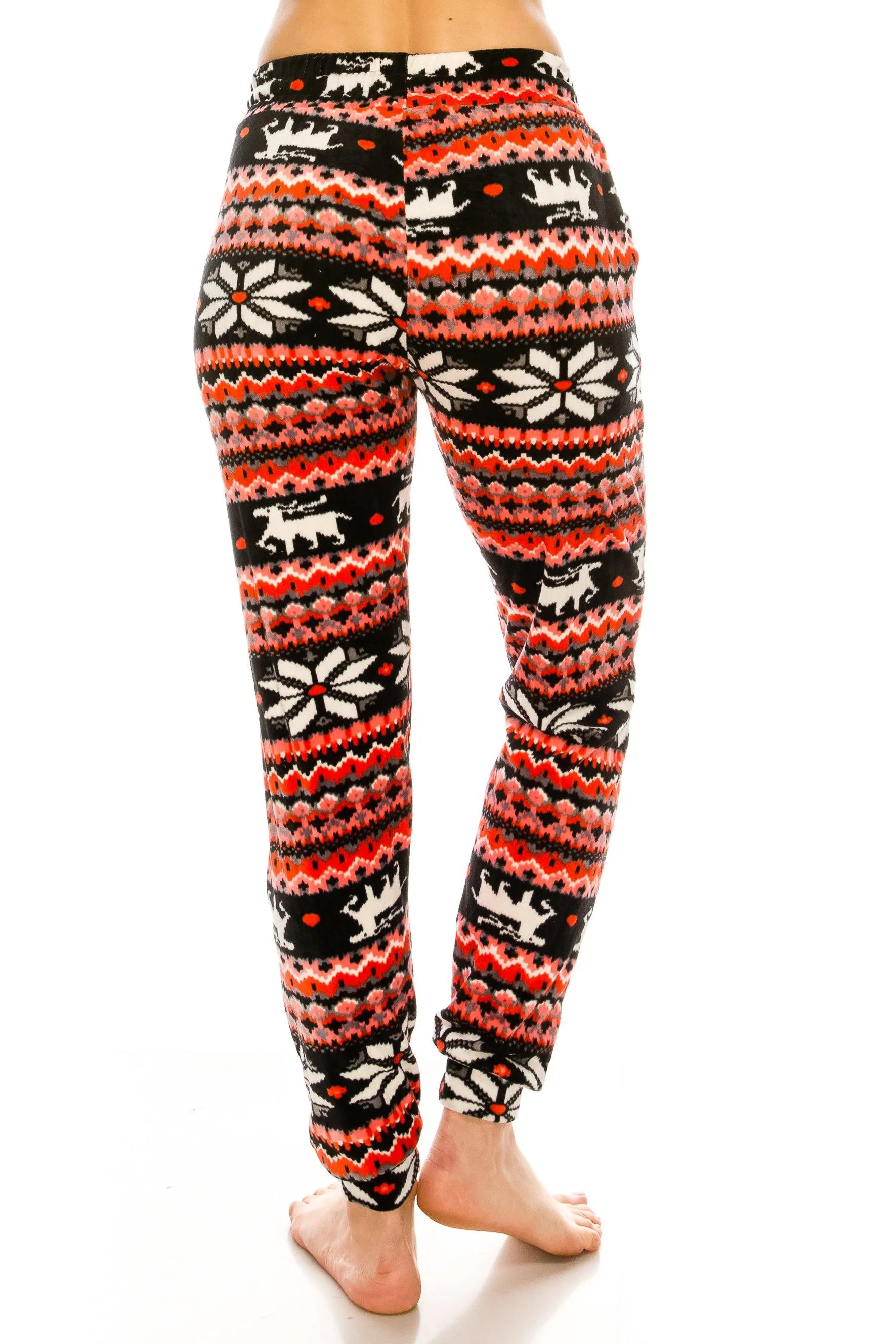 Print Design Velvet Jogger Pants - Warm Winter Sweatpant Joggers