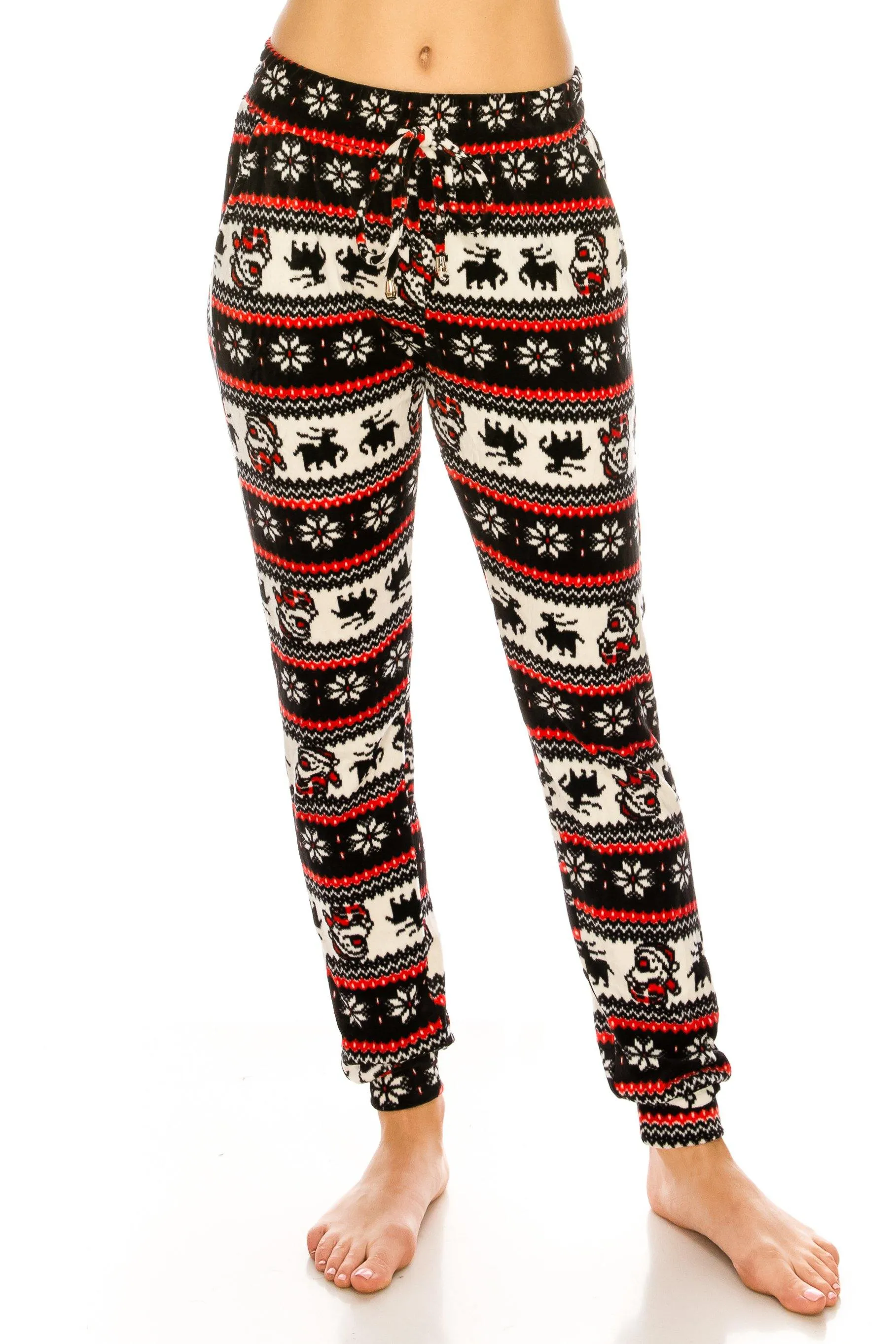 Print Design Velvet Jogger Pants - Warm Winter Sweatpant Joggers