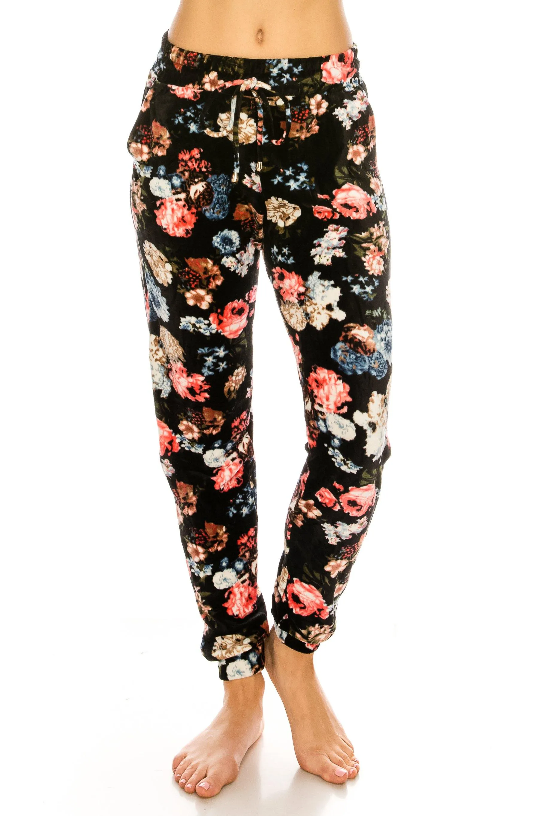 Print Design Velvet Jogger Pants - Warm Winter Sweatpant Joggers