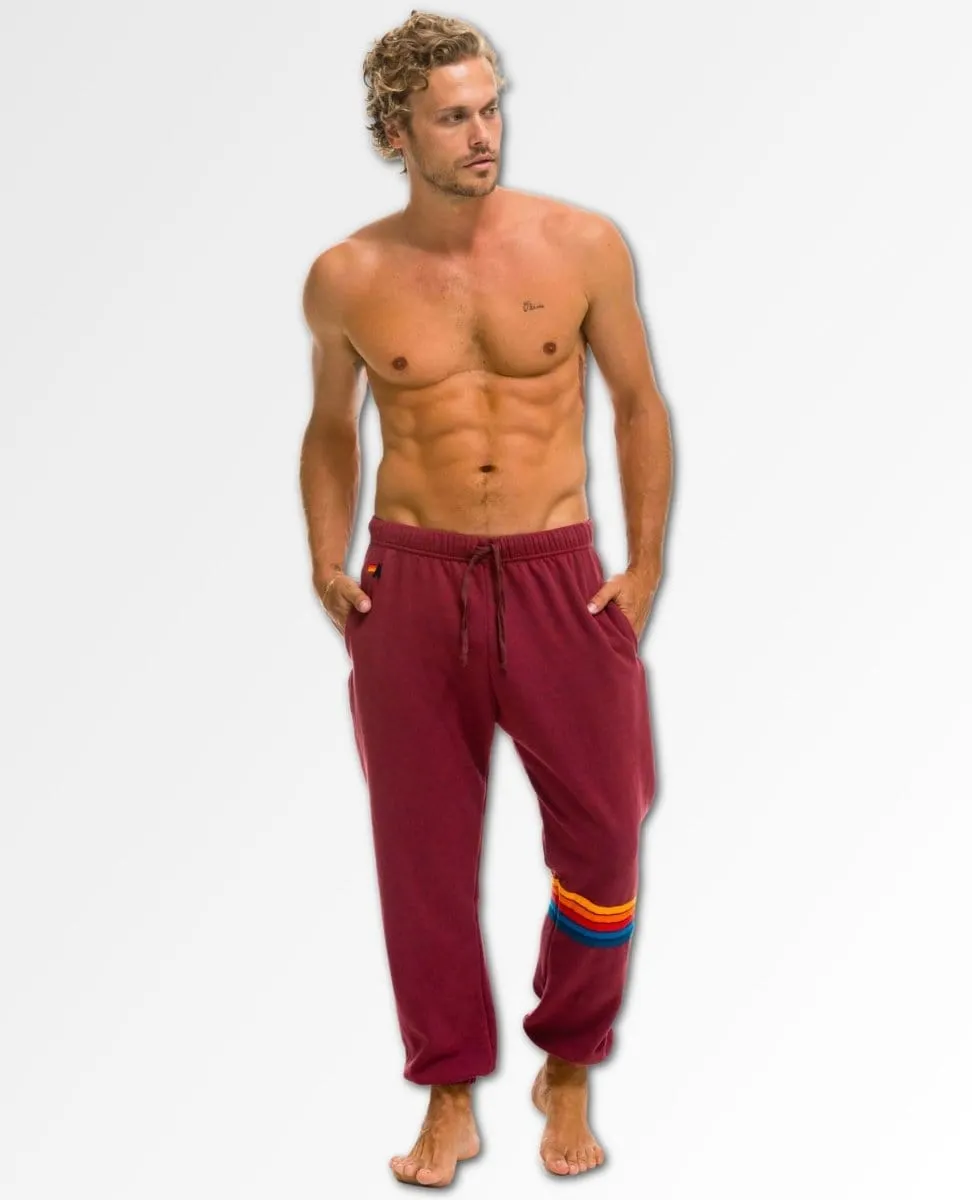 Rainbow Stitch Sweatpants Plum Unisex (Pockets)