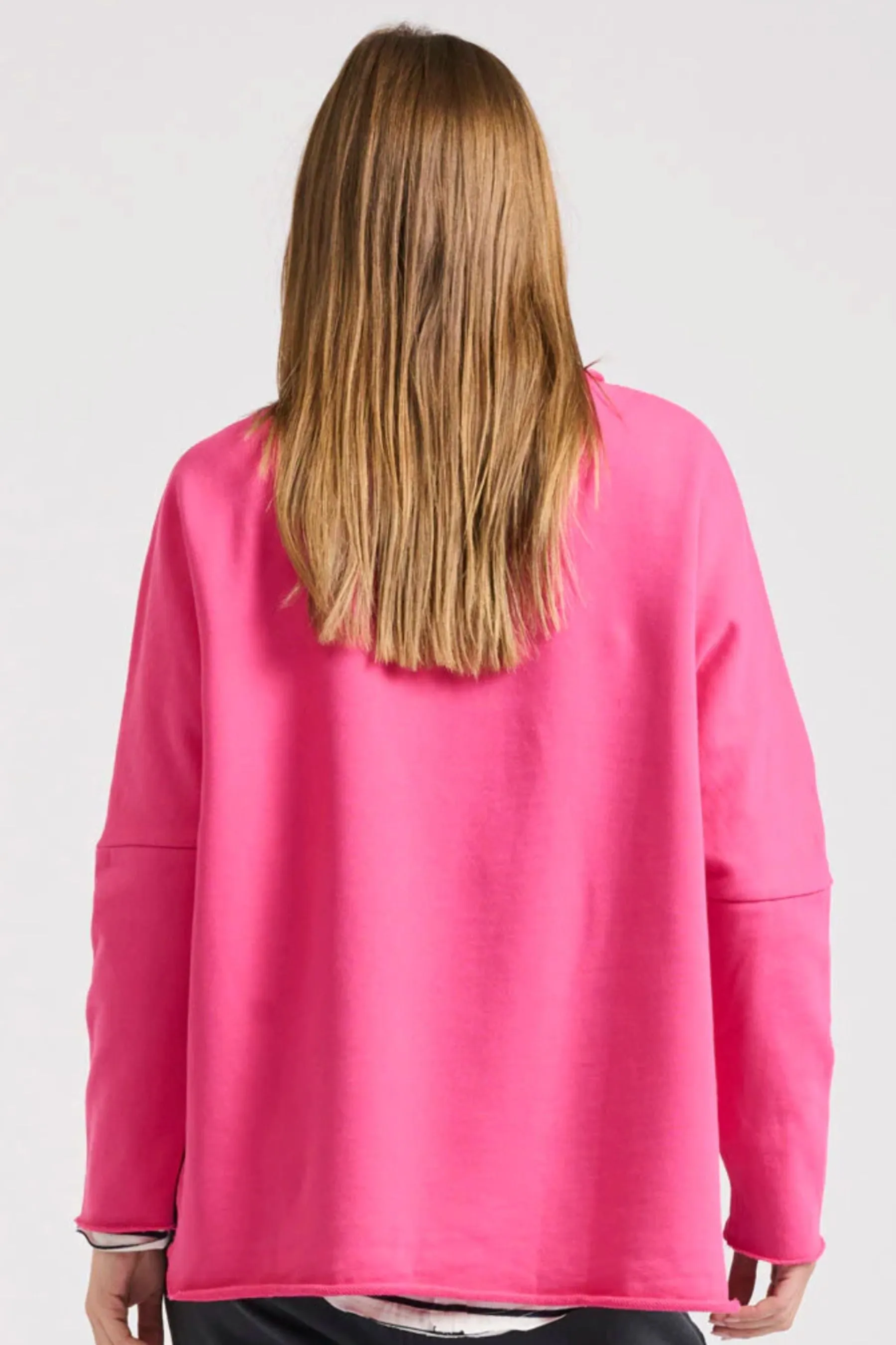 Raw Long Sleeve Sweatshirt | Fuchsia