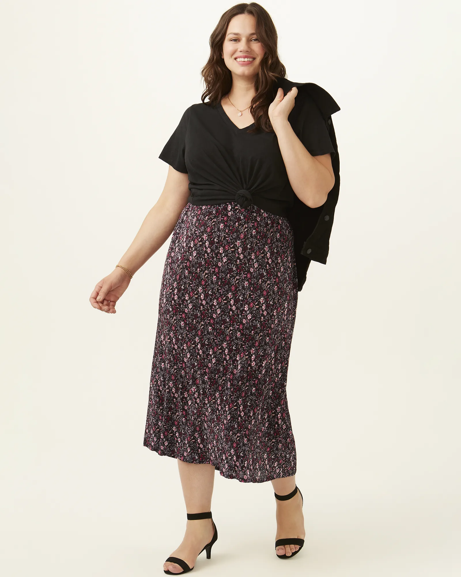 Riley Printed Midi Skirt | Mauve / Pink