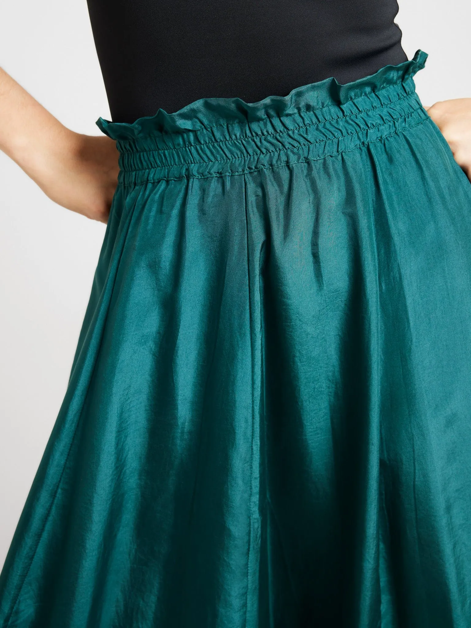 Rosalia Skirt in Emerald Silk