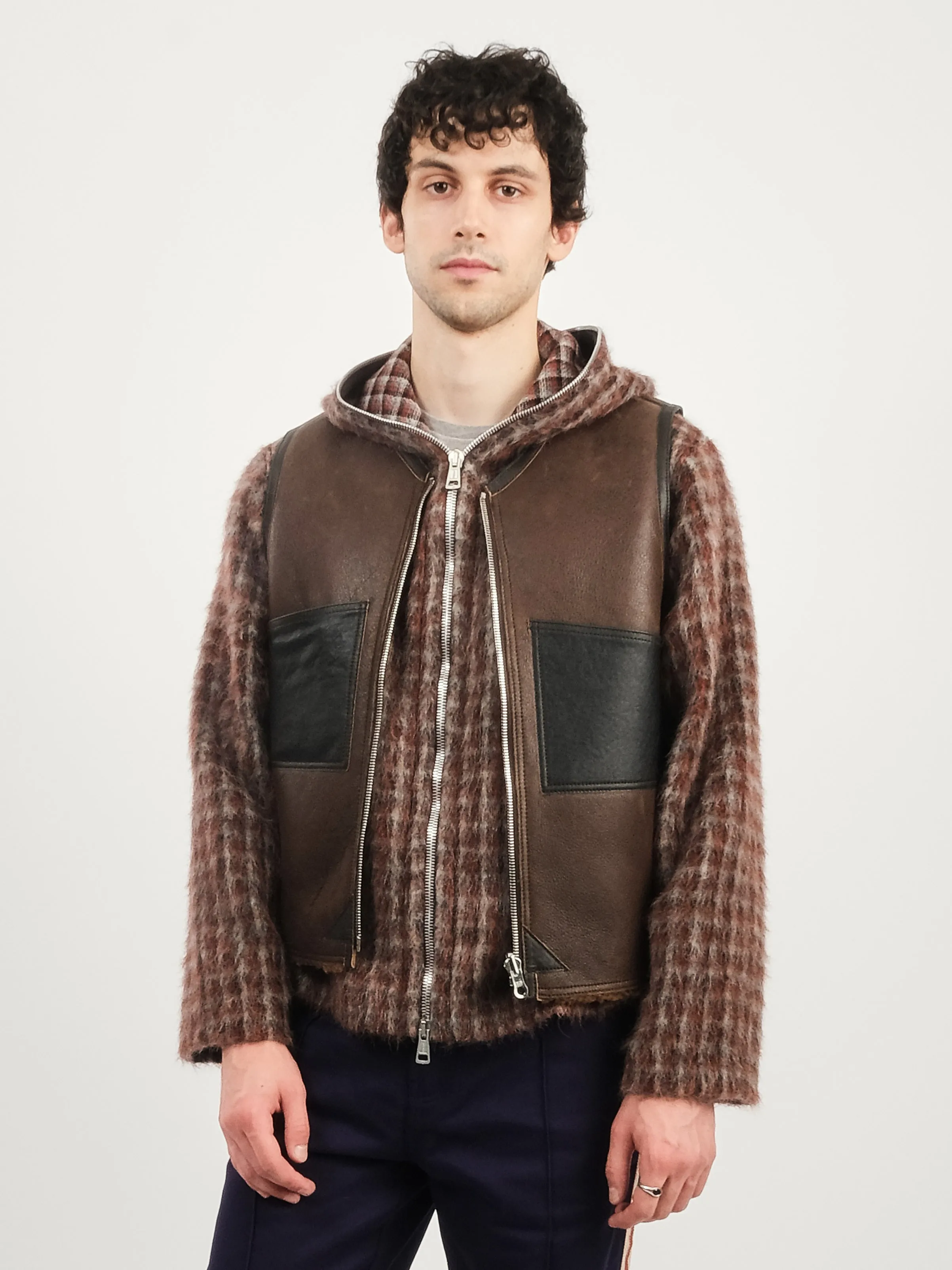 Rustic Grain Brown Reversible Shearling Vest