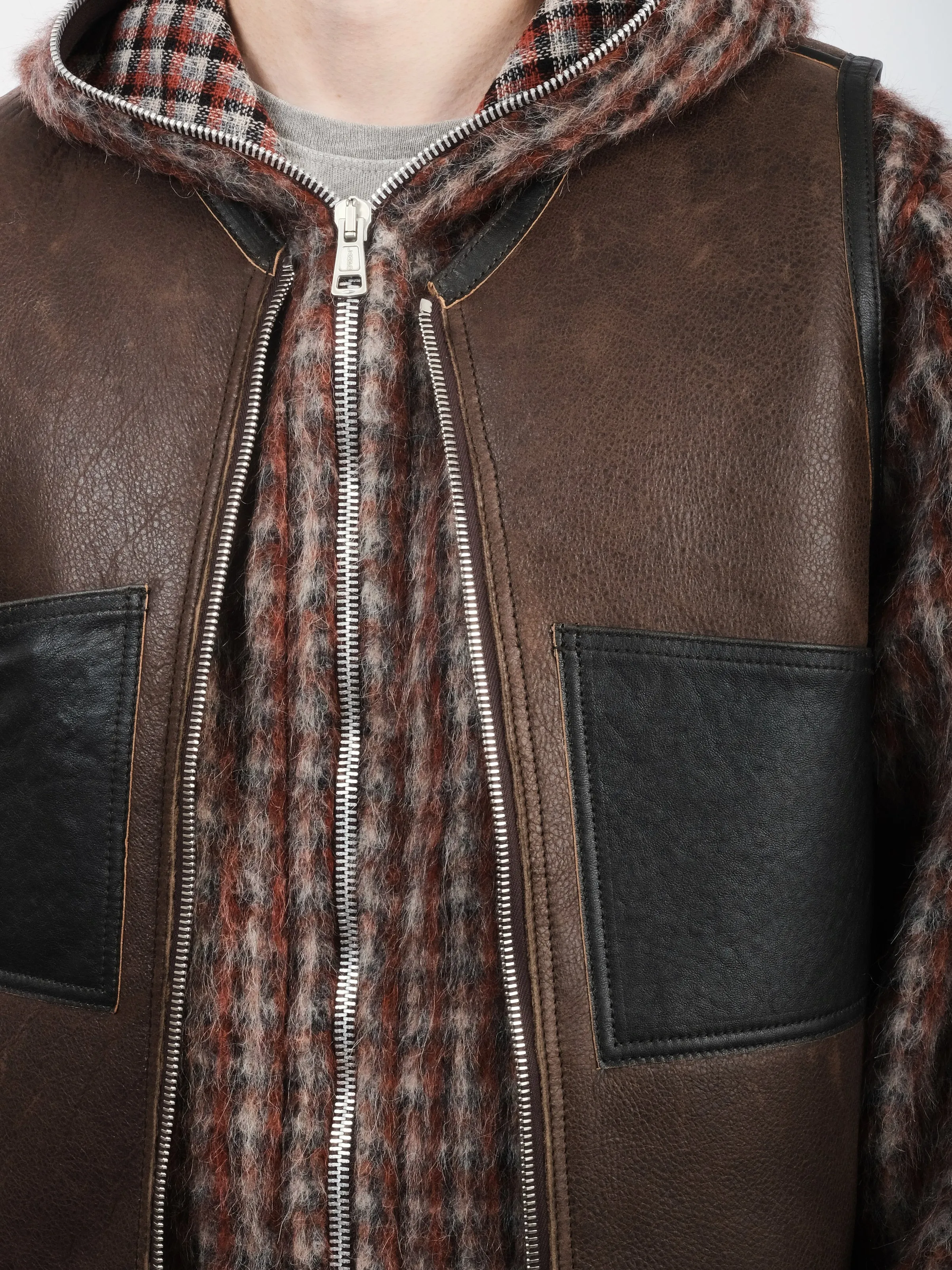 Rustic Grain Brown Reversible Shearling Vest