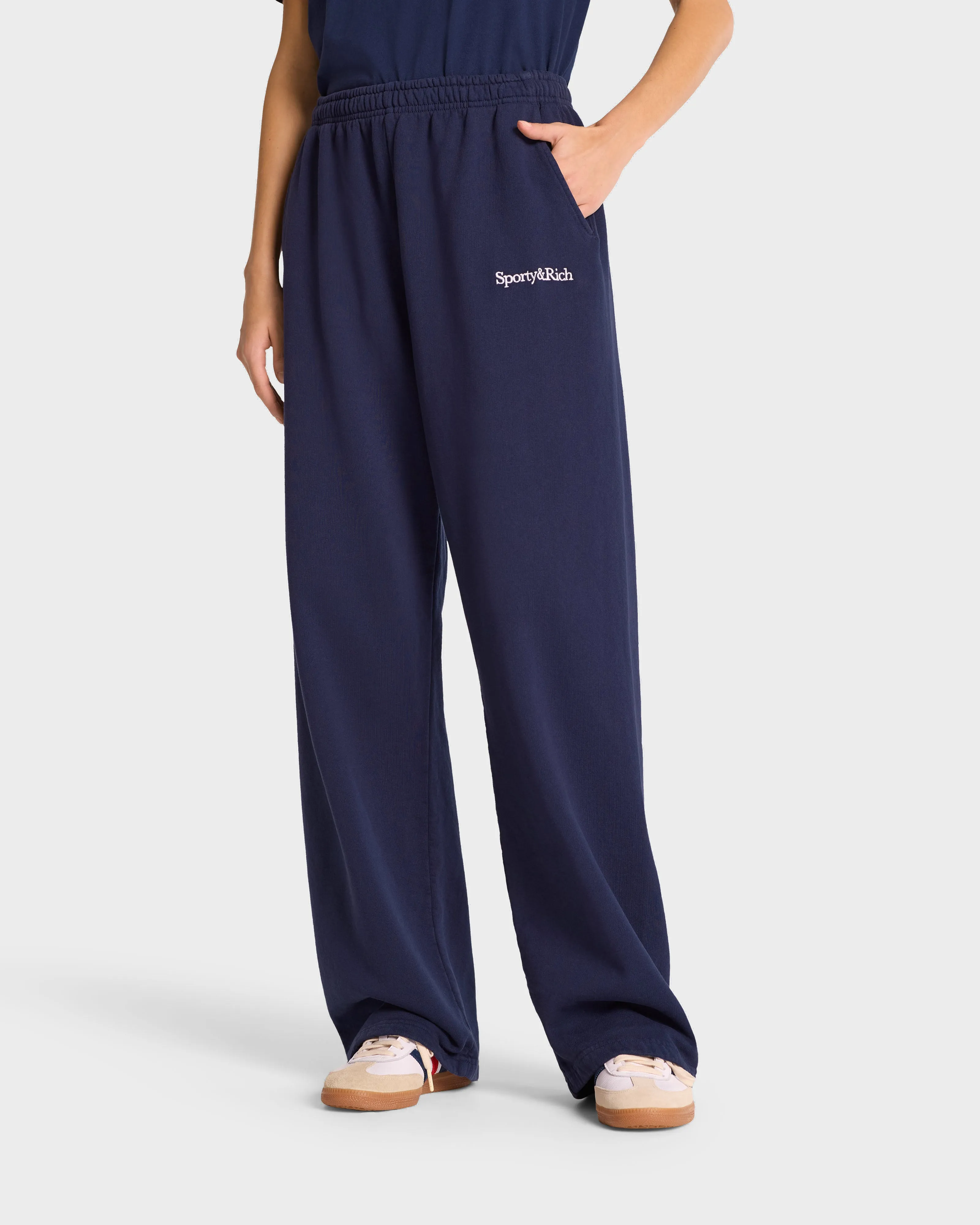 Serif Logo Straight Leg Sweatpant - Navy/White