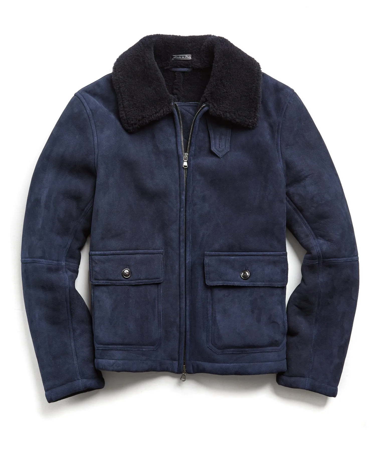 Shearling Flight Jacket in Navy